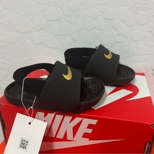 Nike Kawa Slide Toddler Sandals Size 4C Black/Gold